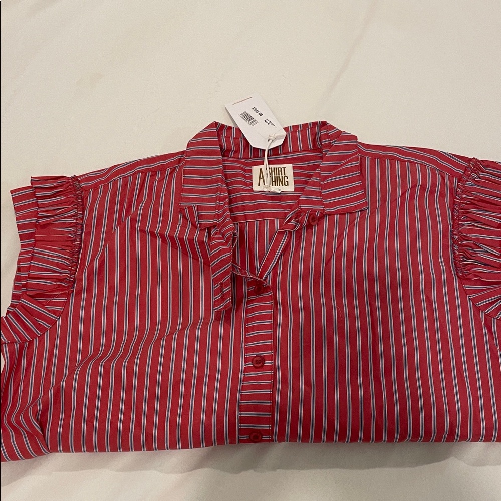 Red Striped Blouse by A shirt thing size M cotton nwt